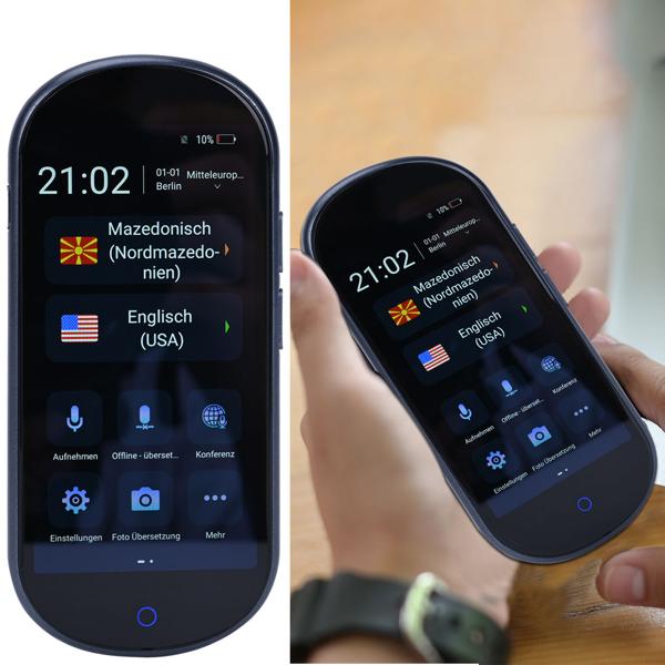 Revolutionärer Echtzeit-Übersetzer: 137 Sprachen, Sofort-Übersetzung, Text- & Sprachfunktion, Währungsrechner, grosses Display, schwarzes Design
