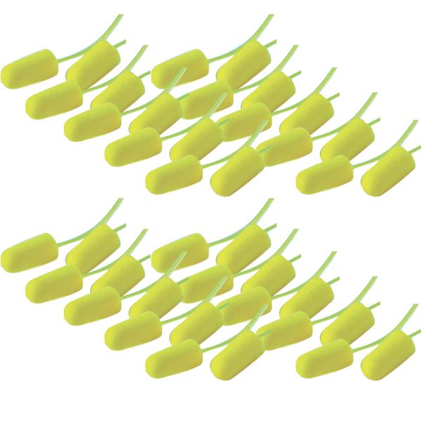 Gehörschutz-Stöpsel mit Band, 20 Paar - Praktischer Gehörschutz für Arbeit & Freizeit - EN 352, PU-Schaum, hoher Tragekomfort, Lärmschutz