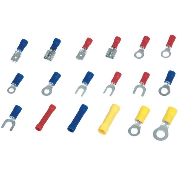 Kabelschuh-Set 175-teilig - zuverlässige elektrische Verbindungen, reduziert Kurzschlussrisiken - Gabel/Ringöse für Kabel bis 2.5mm, Rot/Gelb/Blau, Sortimentskasten (21x11x2 cm)