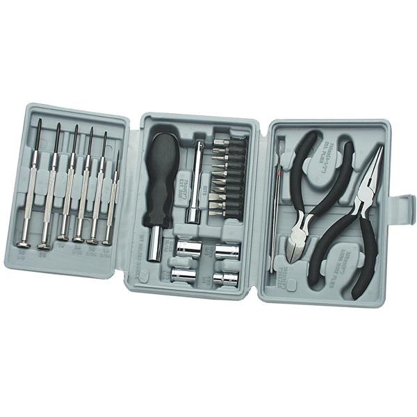 Feinmechaniker-Set 26-teilig - Für Uhren, Brillen & Elektronik Reparaturen - Chrom-Vanadium-Stahl Bits, Pinzette, Seitenschneider, Zange, Transportkoffer