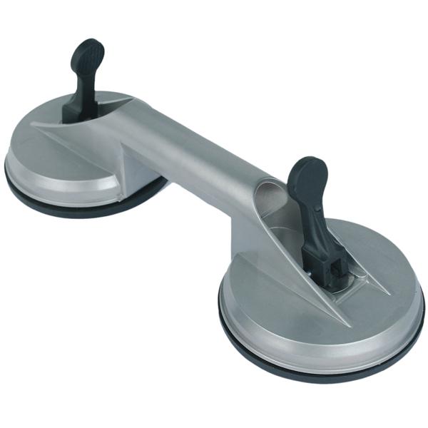 Saugheber mit 2 Köpfen - Tragkraft 70 kg - Doppel-Vakuumheber Ø 115 mm Saugnäpfe - Ideal für Glas- und Fliesenarbeiten, schont den Rücken