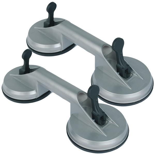 2er-Set Saugheber 70kg Tragkraft - ideal für Glas- & Fliesenarbeiten mit Hebelmechanismus - 2x Ø 115mm Saugnäpfe, schont Rücken & Material