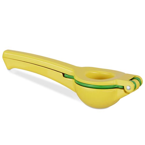 Manuelle 2in1 Zitruspresse für Zitronen & Limetten - 2 Einsätze - Abwaschbar & Spülmaschinenfest - Rostfreies Aluminium - Gelb-Grün - Für Home & Outdoor