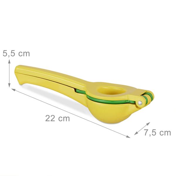 Manuelle 2in1 Zitruspresse für Zitronen & Limetten - 2 Einsätze - Abwaschbar & Spülmaschinenfest - Rostfreies Aluminium - Gelb-Grün - Für Home & Outdoor