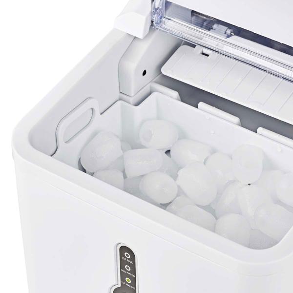 Kraftvolle Eiswürfelmaschine, Produktionskapazität 12 kg, Eiswürfelbereiter m. 1,5 l Wassertank, 120 W, weiss, auch geeignet für Slush Eis und Eisdesserts