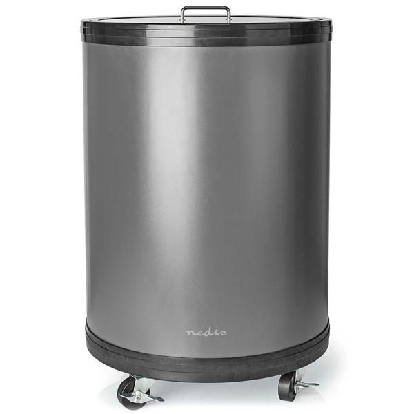 Trendiger Mobiler Getränkekühlschrank, Partykühler mit Thermostat u. Glasdeckel, Kompressor, 30 l, Aluminium