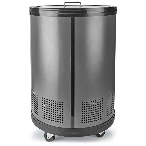 Trendiger Mobiler Getränkekühlschrank, Partykühler mit Thermostat u. Glasdeckel, Kompressor, 30 l, Aluminium