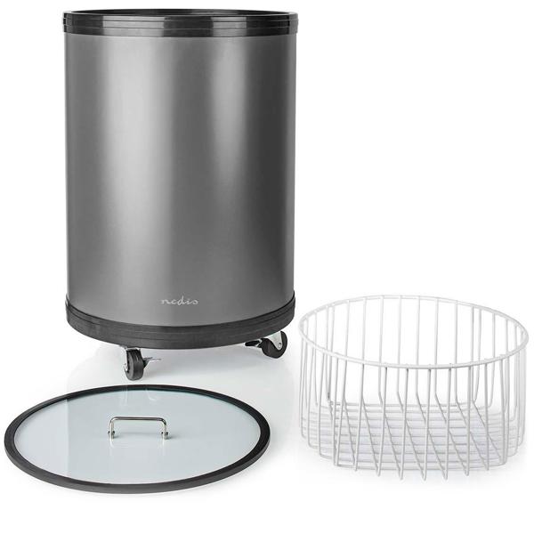 Trendiger Mobiler Getränkekühlschrank, Partykühler mit Thermostat u. Glasdeckel, Kompressor, 30 l, Aluminium