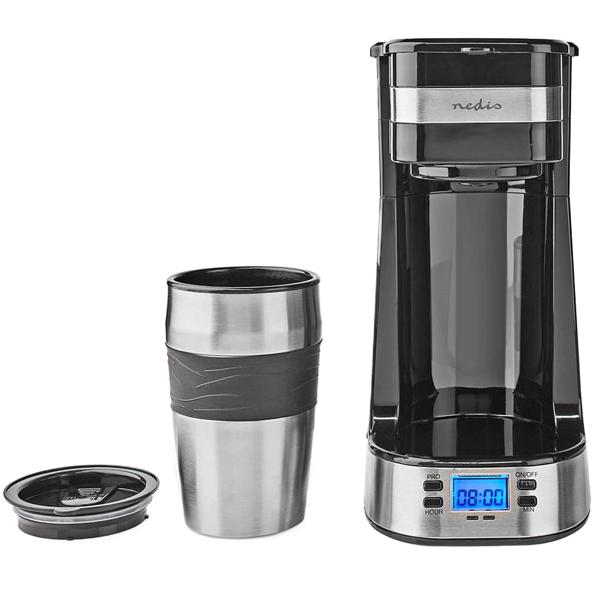 Kompakte Kaffeemaschine mit Edelstahl Coffee to Go Becher, LCD & Timer, 750W, silber/schwarz: Kaffee für den perfekten Start in den Tag