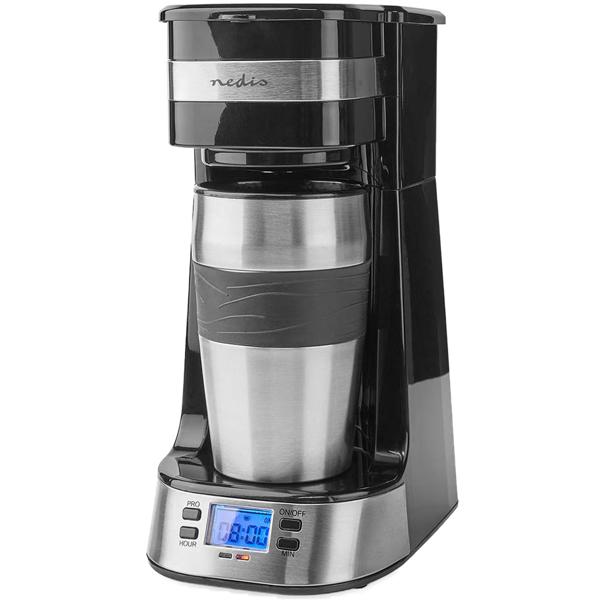 Kompakte Kaffeemaschine mit Edelstahl Coffee to Go Becher, LCD & Timer, 750W, silber/schwarz: Kaffee für den perfekten Start in den Tag