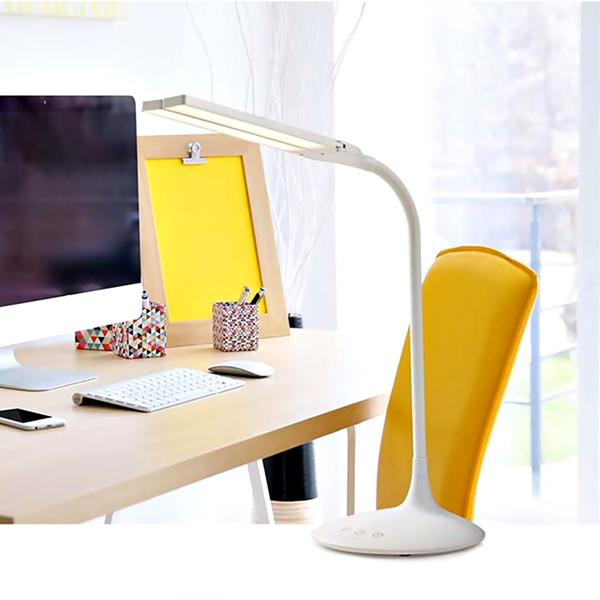 Kabellose LED-Schreibtischleuchte (280 Lumen), dimmbar, weiss – Touch-Steuerung, trendiges Design – Bequeme Tisch-Beleuchtung für Büro und Zuhause