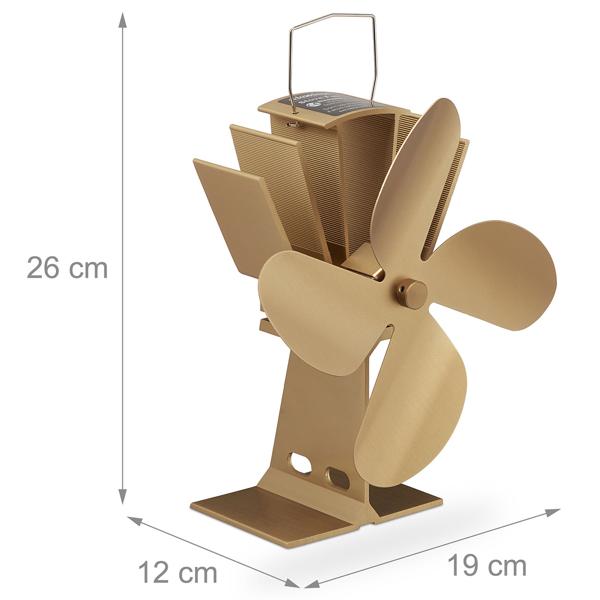 Stromloser Kaminventilator aus Aluminium, 4 Lüfterblätter: Farbe: edle bronze, hochwertige Wärmeverteilung ohne Strom, für effiziente Heizleistung