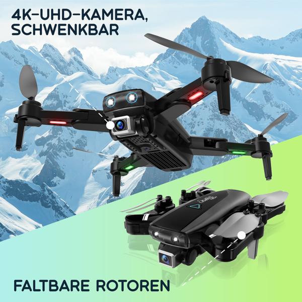 GPS-Drohne mit 4K-UHD-Kamera, 300m Reichweite, Follow-Me, bürstenloser Motor, 6-Achsen-Gyroskop, Optical Flow, WiFi, App für Erwachsene und Kinder