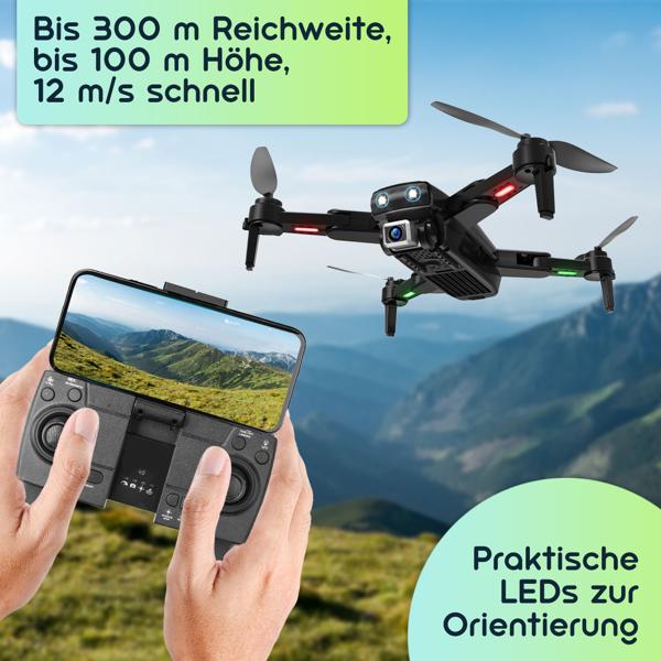 GPS-Drohne mit 4K-UHD-Kamera, 300m Reichweite, Follow-Me, bürstenloser Motor, 6-Achsen-Gyroskop, Optical Flow, WiFi, App für Erwachsene und Kinder