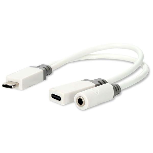 USB-C auf 3,5mm Kopfhörer Adapter - 2 in 1 Typ-C auf Klinke - Gleichzeitiges Hören und Laden - DAC High Res Audio - 60W Schnellladefähigkeit 10 cm