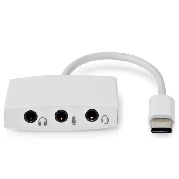 USB-C auf 3,5mm Kopfhörer Adapter - 3x Klinkenanschluss für Kopfhörer, Headset & Mikrofon - 3-in-1 Audioadapter Stereo 10cm - USB 2.0
