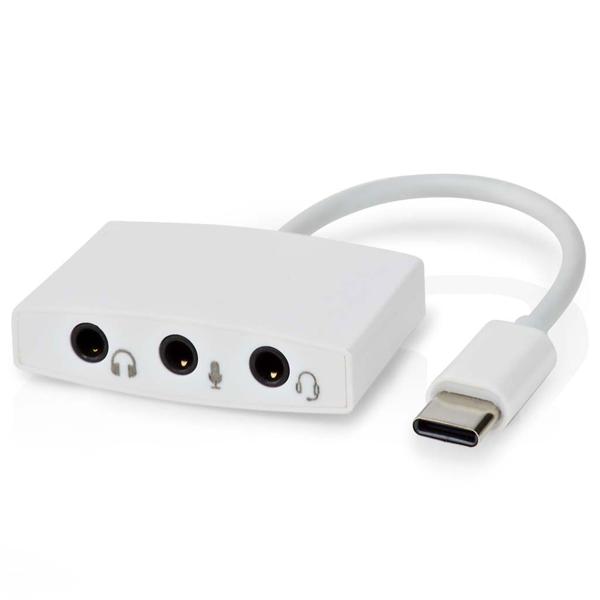 USB-C auf 3,5mm Kopfhörer Adapter - 3x Klinkenanschluss für Kopfhörer, Headset & Mikrofon - 3-in-1 Audioadapter Stereo 10cm - USB 2.0