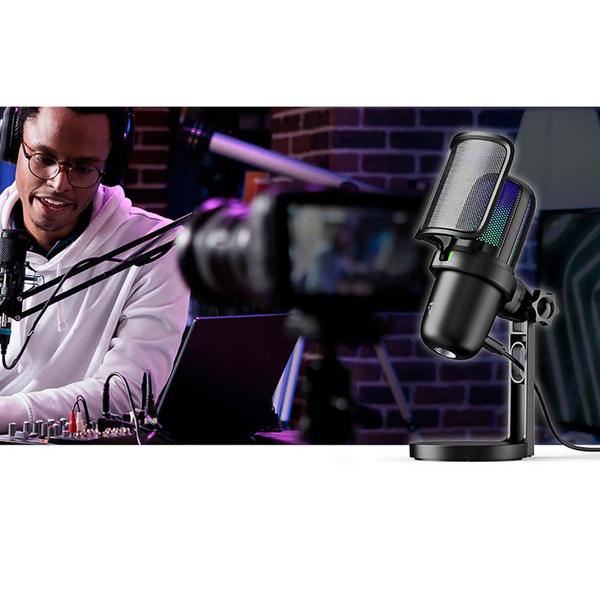 USB Mikrofon für Streaming, Podcast & Studio: RGB, Stativ, Pop-Filter - für Gamer, Influencer, Content, Musiker - Aufnahmen mit  kristallklarem Sound