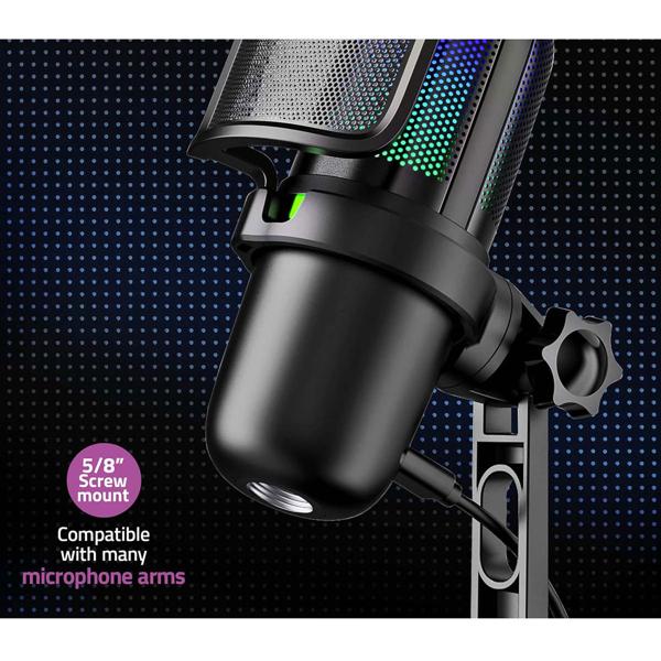 USB Mikrofon für Streaming, Podcast & Studio: RGB, Stativ, Pop-Filter - für Gamer, Influencer, Content, Musiker - Aufnahmen mit  kristallklarem Sound