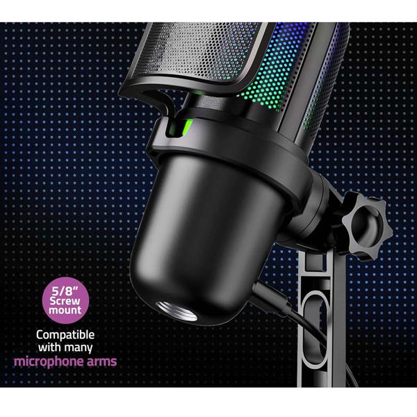 USB Mikrofon für Streaming, Podcast & Studio: RGB, Stativ, Pop-Filter - für Gamer, Influencer, Content, Musiker - Aufnahmen mit  kristallklarem Sound
