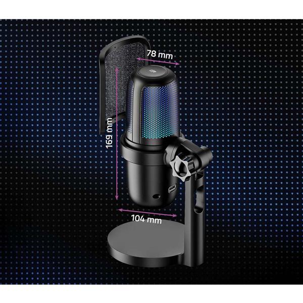 USB Mikrofon für Streaming, Podcast & Studio: RGB, Stativ, Pop-Filter - für Gamer, Influencer, Content, Musiker - Aufnahmen mit  kristallklarem Sound