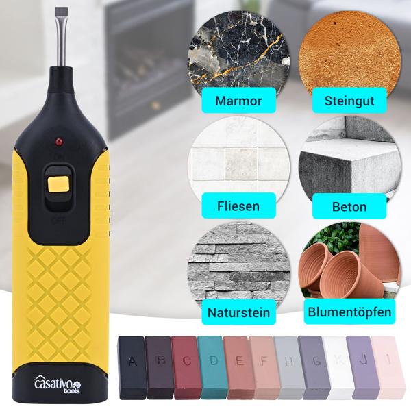 Professionelles Reparatur-Set zum Ausbessern von  Fliesen, Kacheln, Marmor, Steingut, Hartwachs u. Wachsschmelzer, originalgetreue Ergebnisse