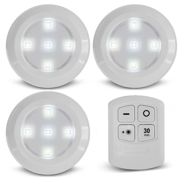 LED Touch-Spotlights 6er-Set selbstklebend - Kabellose dimmbare Schrankbeleuchtung mit Fernbedienung & 30-Minuten-Timer - Neutralweiss - Ø 9x2cm