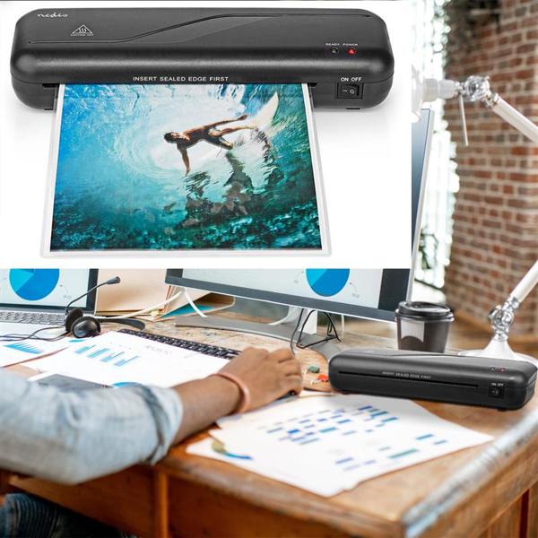 Kompakt Heiss-Laminiergerät + 100 A4 Folien - Profi Laminieren leicht gemacht - Schnell, transparent & ideal für Büro & Home