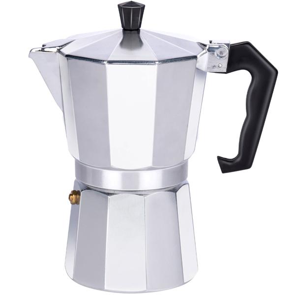 Kaffeekocher Aluminium - für 6 Tassen - 300 ml Füllmenge - Herdplatten geeignet (ausser Induktion) - ideal für Zuhause, Camping, Reisen