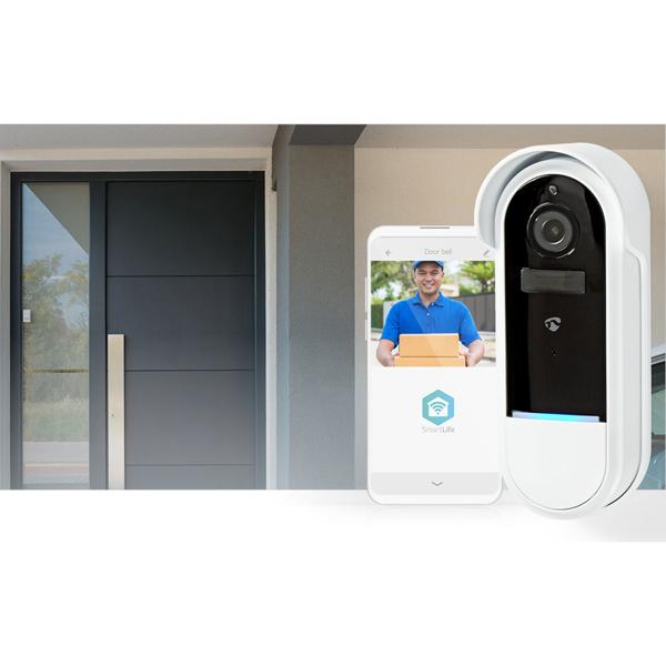 Full HD Video-Türsprechanlage, SmartLife App, Akku, PIR-Sensor, 2-Wege-Audio, weiss schwarz – Drahtlose Video Türklingel - Sicherheit an der Haustür