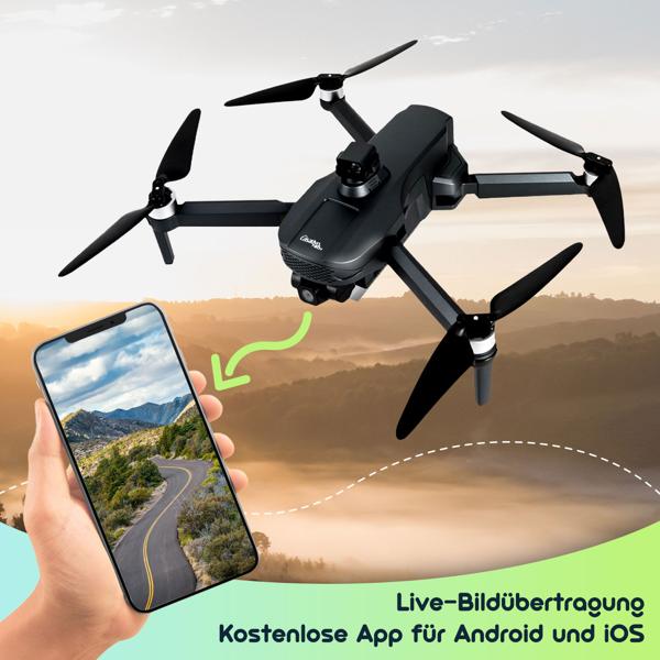 Profi GPS-Drohne mit 4K-Kamera, faltbar, 360° Hindernis-Erkennung, Live View App, 6 Achsen Gyroskop, Brushless Motor, Optical Flow