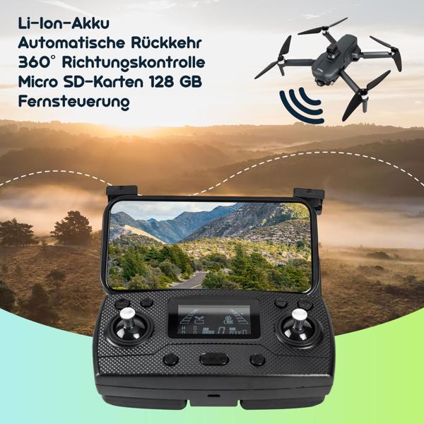 Profi GPS-Drohne mit 4K-Kamera, faltbar, 360° Hindernis-Erkennung, Live View App, 6 Achsen Gyroskop, Brushless Motor, Optical Flow