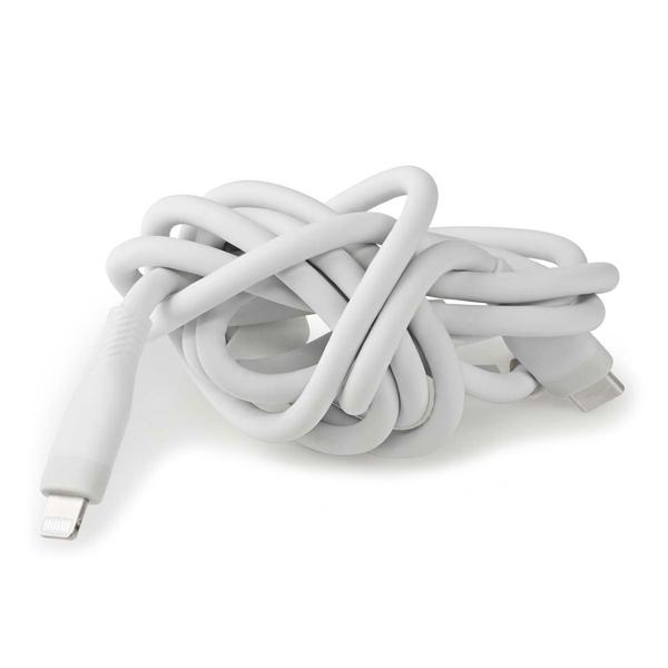 Apple iPhone Ladekabel - Lightning Schnellladekabel USB-C 1,5m - Silikon, weiss, 27W, 480 Mbit/s Datenübertragung - flexibel & robust
