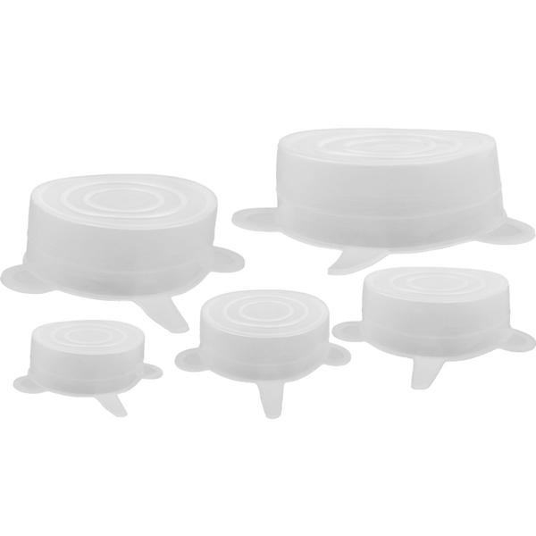 Frischegarantie mit Silikon-Frischhaltedeckeln (5er-Set): Dehnbare, wiederverwendbare Silikondeckel für Schüsseln u. Töpfe – ideal für Lebensmittel