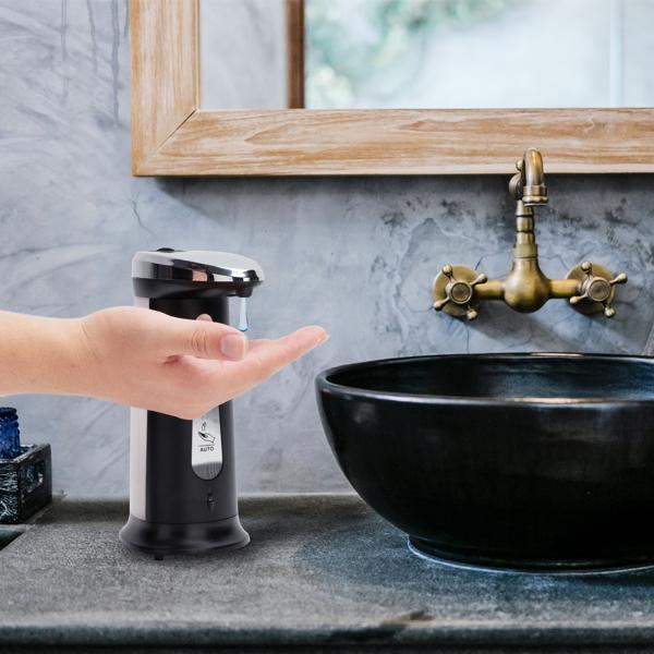 Automatischer Seifenspender (berührungslos): Infrarot-Sensor, 400ml - Edelstahl-Optik (ABS-Chrom), edles Design - Maximale Hygiene