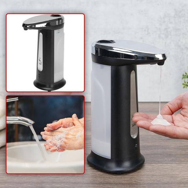 2er-Set Berührungsloser Seifenspender (Infrarot): 400ml, ABS-Chrom, edel - Autom. Dosierung, ideal für Bad & Küche - Maximale Hygiene