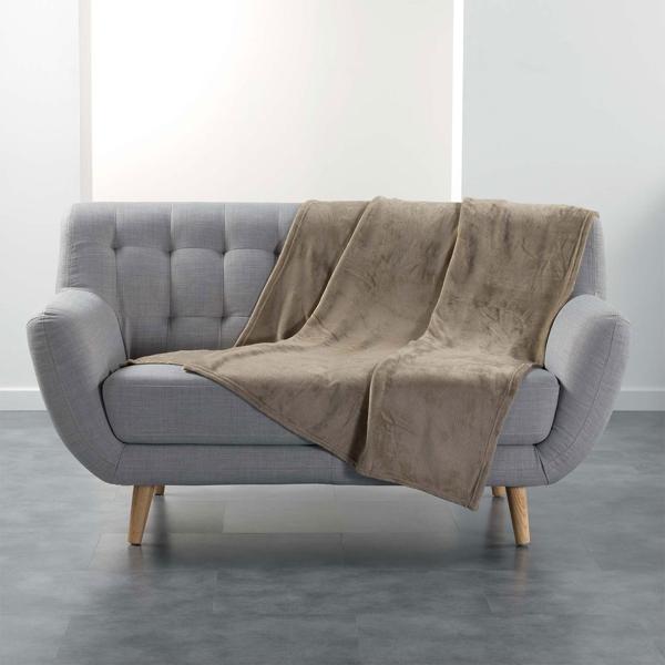 Couchdecke beige - Kuscheldecke weich & flauschig für gemütliche Abende & Reisen - Sofa-Schutz & Deko-Akzent - 125x150cm Polyester