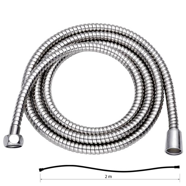 Duschschlauch Edelstahl - Wassersparfunktion 40%, 2m flexibel - rostfrei, druck-/hitzebeständig, knickresistent, leicht zu reinigen
