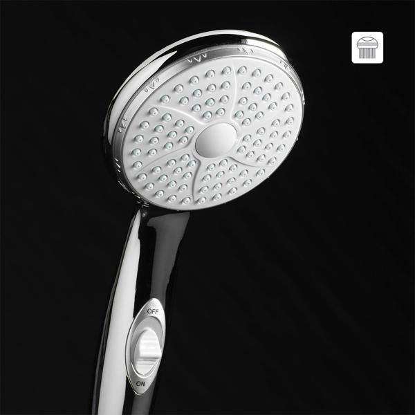 Duschset mit Handbrause, Schlauch & Wandhalterung - Regenschauer-Funktion & Wasserspardichtung (-40% Verbrauch) - 150cm Schlauch - Ø 9,8cm Duschkopf