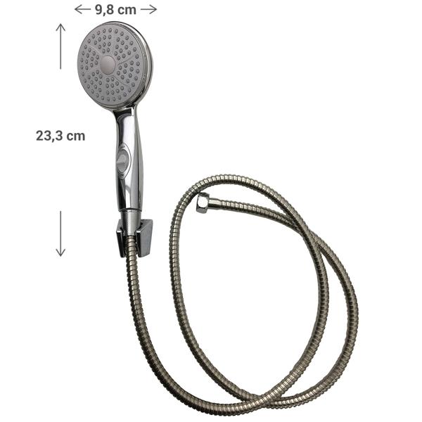 Duschset mit Handbrause, Schlauch & Wandhalterung - Regenschauer-Funktion & Wasserspardichtung (-40% Verbrauch) - 150cm Schlauch - Ø 9,8cm Duschkopf