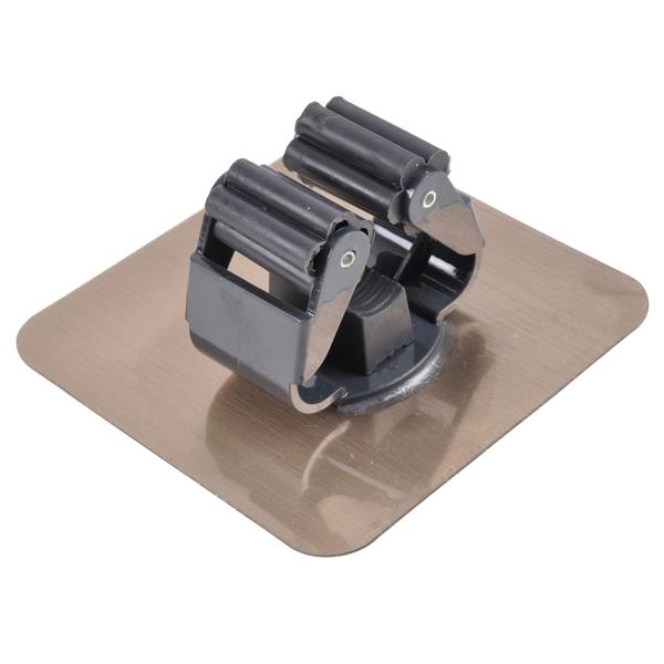 Besen Aufhängung mit Klebebefestigung - Stabiler Besenhalter für Putzkammer Küche Keller - Platzsparender Gerätehalter anthrazit