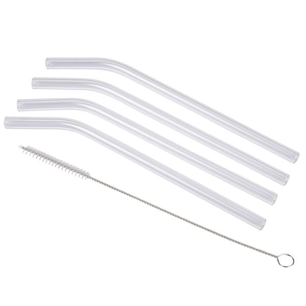 Glas-Strohhalme 4er-Set - wiederverwendbar, spülmaschinenfest & umweltfreundlich - ideal für Cocktails, Smoothies & Matcha - inkl. Reinigungsbürste