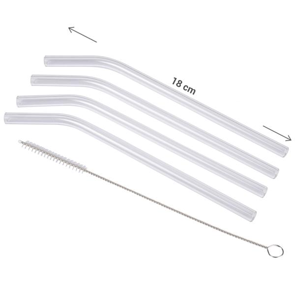 Glas-Strohhalme 4er-Set - wiederverwendbar, spülmaschinenfest & umweltfreundlich - ideal für Cocktails, Smoothies & Matcha - inkl. Reinigungsbürste