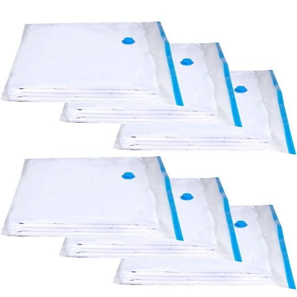 6er-Set Vakuum-Beutel - platzsparende Kompression mit Staubsauger - 90x110 cm - schützt Kleidung vor Milben, Motten & Feuchtigkeit