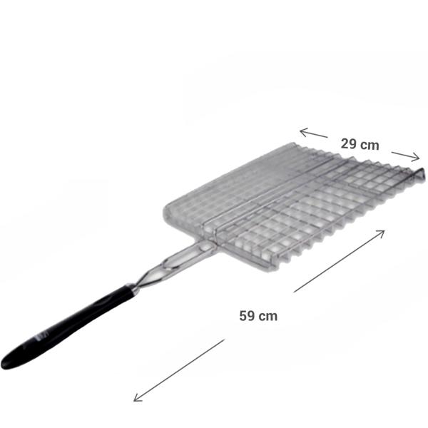 Edelstahl Grillkorb mit Griff - 59x29cm Grillhalter für Fisch, Gemüse, Steak, Garnelen - Robuster Grillwender für gleichmässiges Grillen