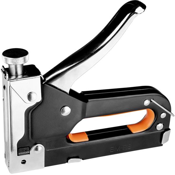 Handtacker Schwarz - Stufenlose Schlagkrafteinstellung für Polstermöbel Reparaturen & DIY - Metall Tackerpistole 16x19x3 cm - Für Haus & Garten