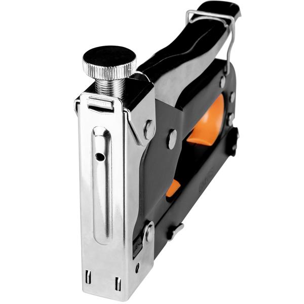 Handtacker Schwarz - Stufenlose Schlagkrafteinstellung für Polstermöbel Reparaturen & DIY - Metall Tackerpistole 16x19x3 cm - Für Haus & Garten