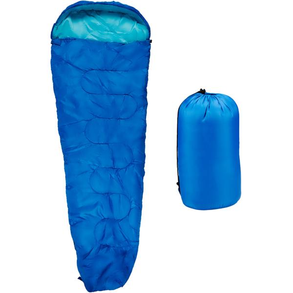 Mumienschlafsack 210x80cm blau - Optimaler Wärmehaushalt für Frühling-Sommer-Herbst Camping - Komfort 10°C Grenze 5°C - Polyester - inkl. Tasche