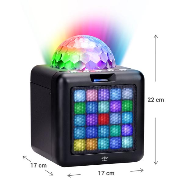 Karaoke-Maschine inkl. 2 Mikrofone - Mobile Spassmaschine für Partys - Bluetooth, USB-C, Akkubetrieb 1200 mAh, Lichteffekte, 1.3 kg