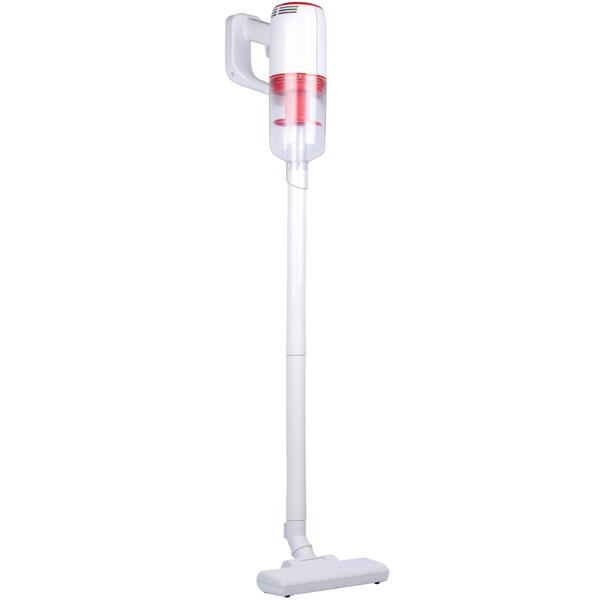 Kraftvoller 2-in-1 Akku-Staubsauger: Kabelloser Zyklon-Staubsauger & Handstaubsauger, beutellos (80W, 6kPa) – weiss/rot